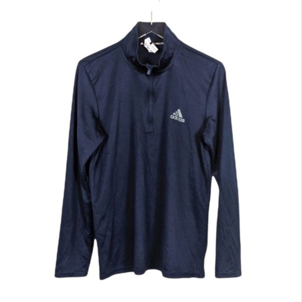 Adidas Men's Lightweight 1/4 Zip Pullover Shirt Medium Navy Blue